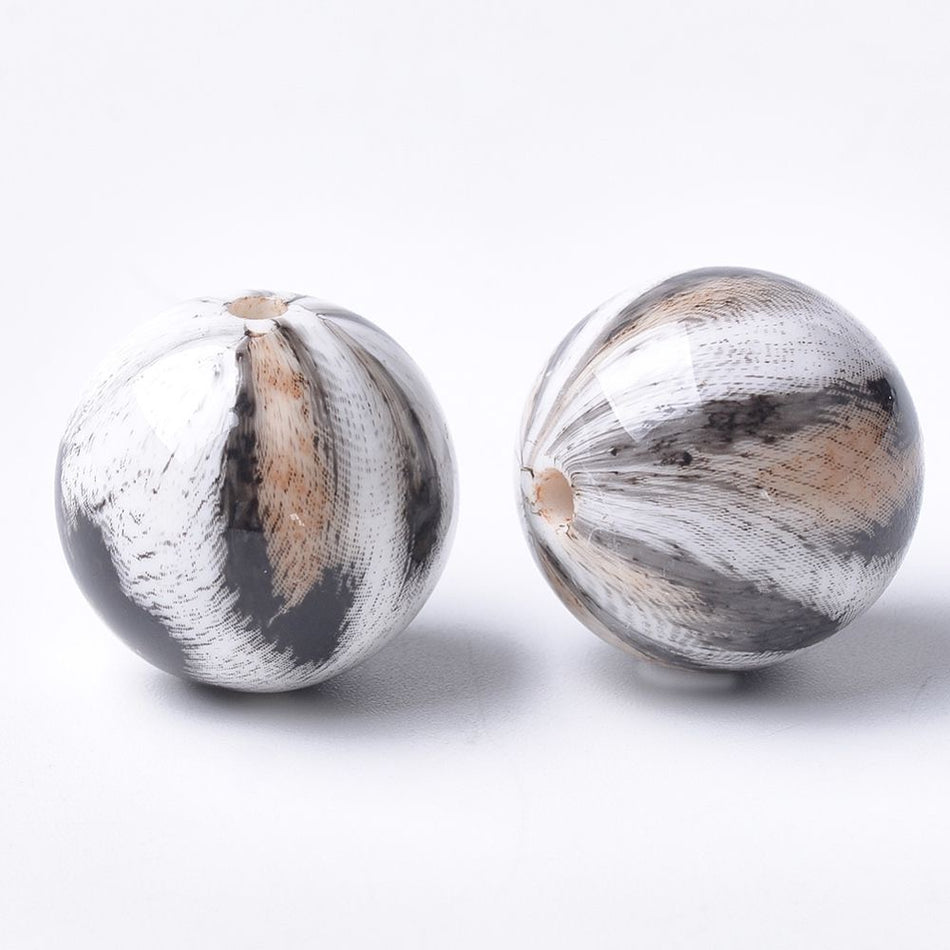 Animal Print Round Acrylic Beads 20mm, 5pcs