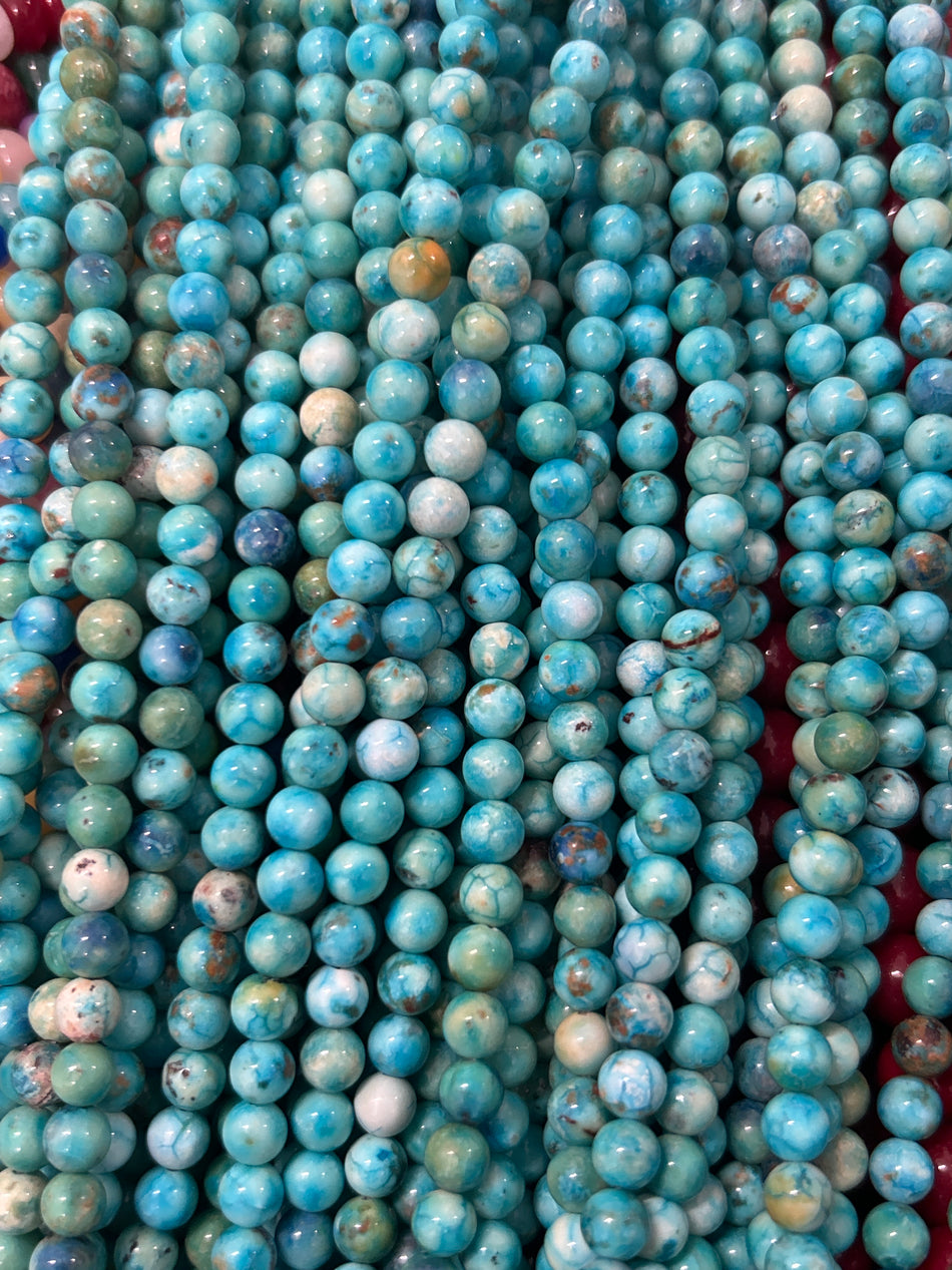 Turquoise Round Bead Jade Strand, 6mm
