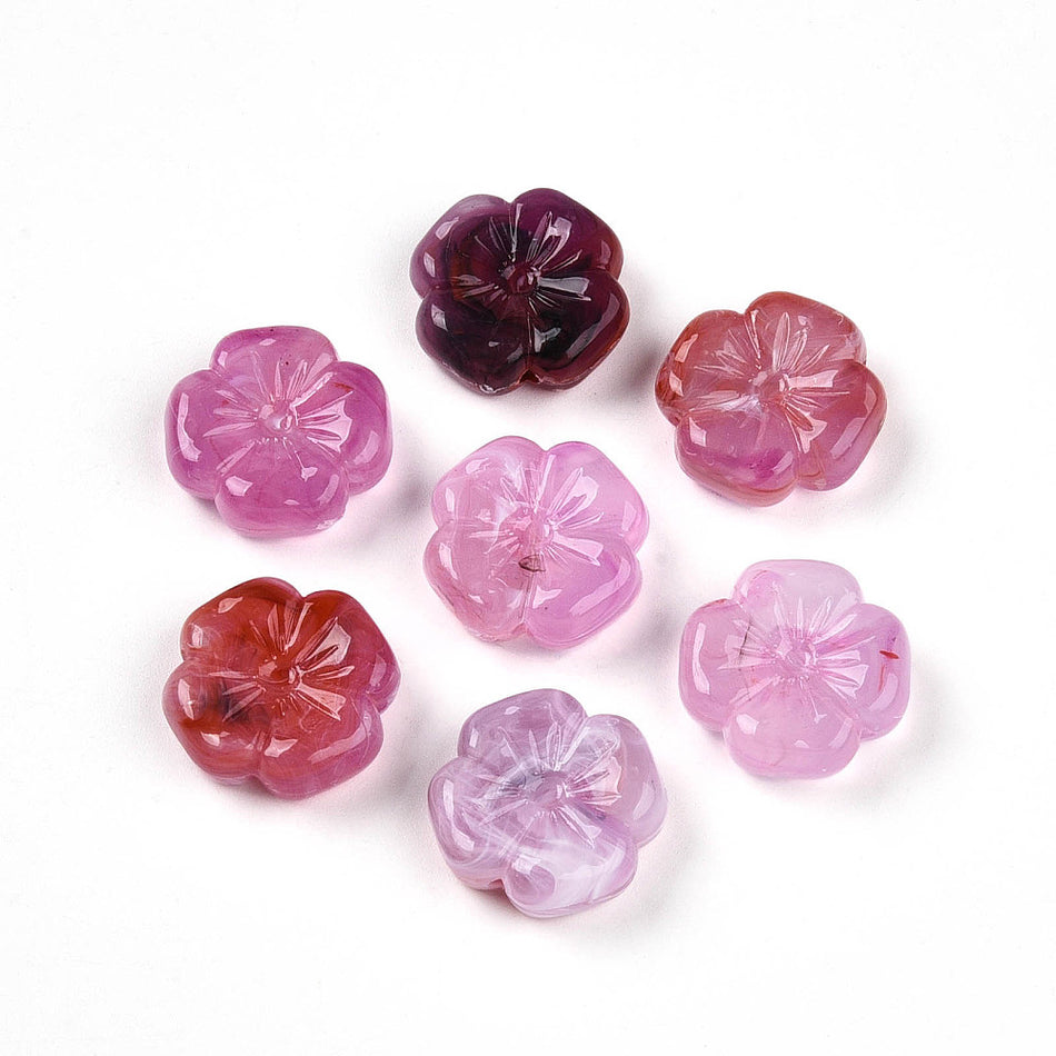 Transparent Acrylic Flower Beads 20mm, 10 pcs