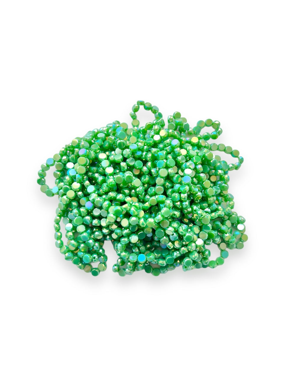 Green Flat Round Crystal Strand, 6mm