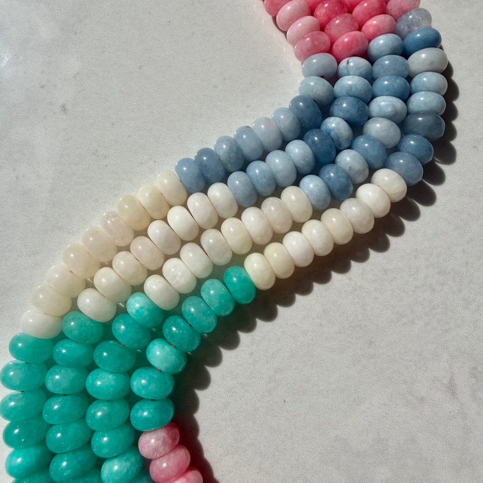 4-Color Jade Rondelle Bead 10mm Strand