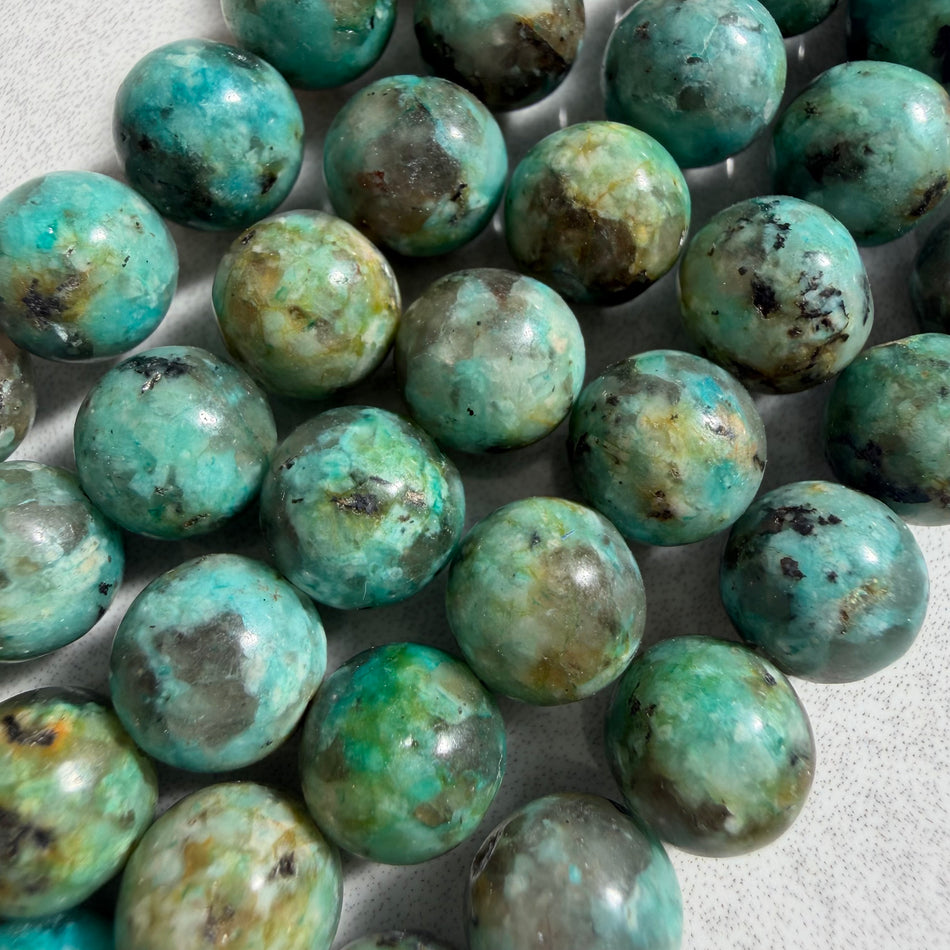 Round Blue-Green Tone Jasper Bead 8mm Strand
