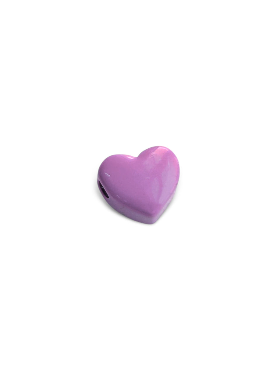 Enameled Metal Heart Pendant 10mm, 1pc