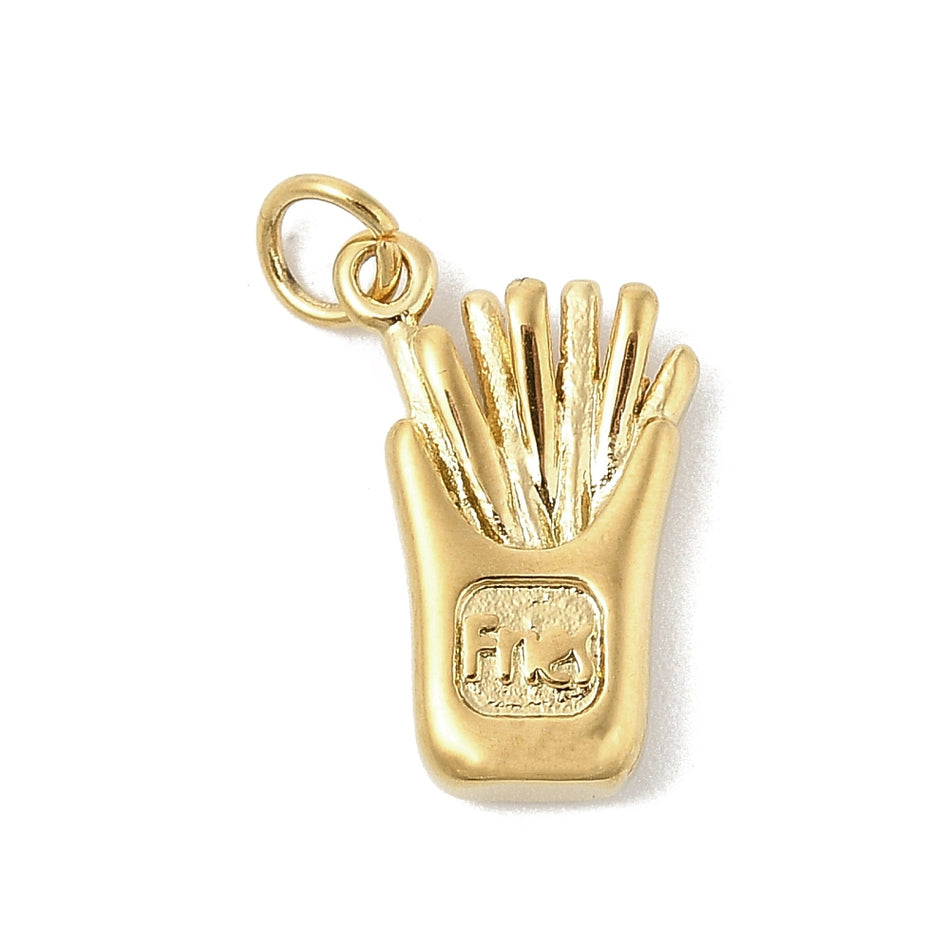 Stainless Steel Fries Pendant 17mm, 1pc