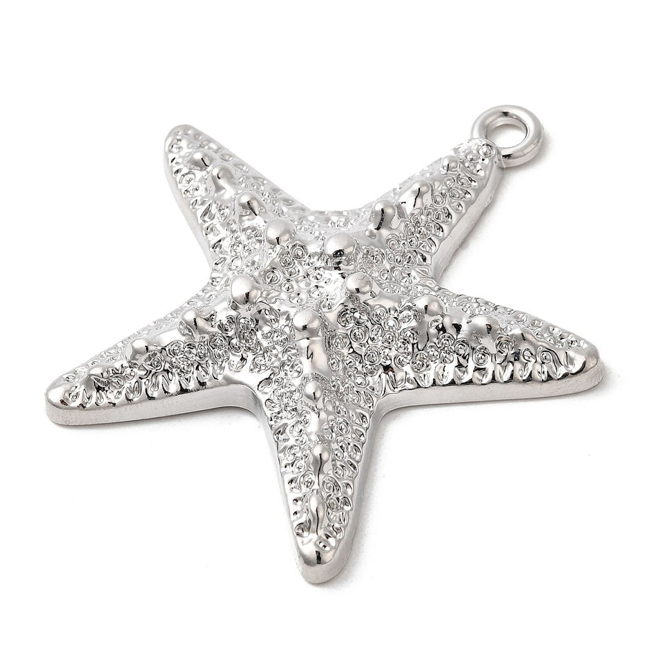 Silver-Filled Starfish Pendant 60mm, 2pcs