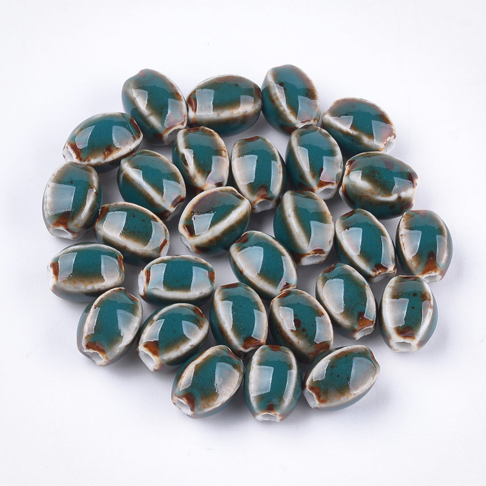 Oval Ceramic Beads 12mm, 10pcs