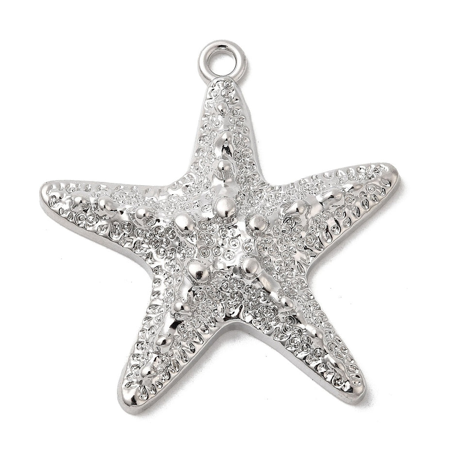 Silver-Filled Starfish Pendant 60mm, 2pcs