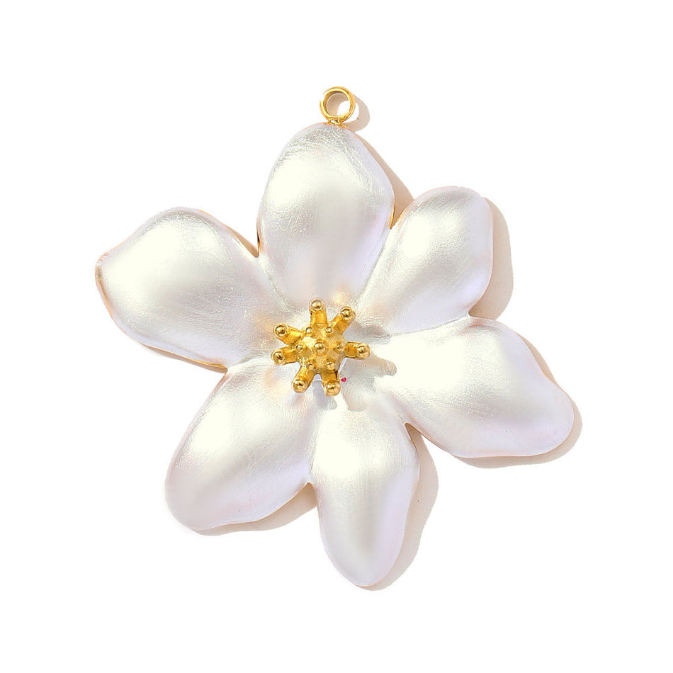 Stainless Steel Flower Pendant, 40mm, 1pc