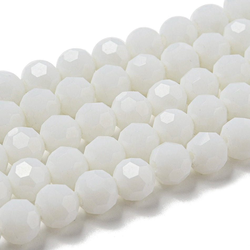 Opaque Round Crystal Bead Strand, 8mm