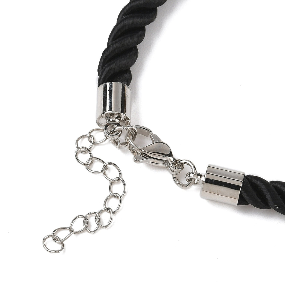 Twisted Nylon Cord Necklace with Silver Findings 18 inches, 1pc