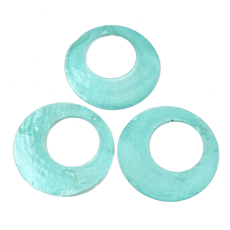 Natural Turquoise Shell Pendant 60mm, 4pcs