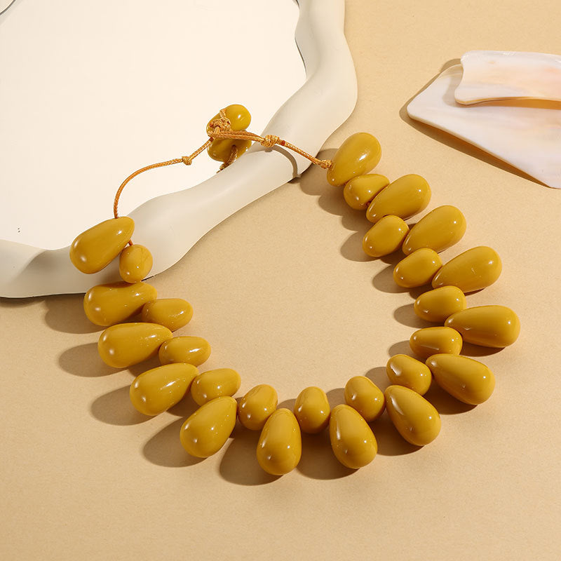 Resin Teardrop Bead Necklace, 20 inch