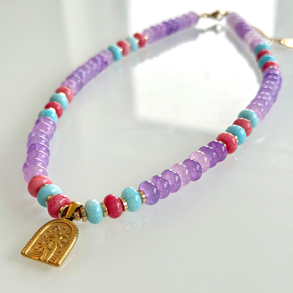 Minimalist Rondelle Necklace featuring a Stainless Steel Pendant, 19inch