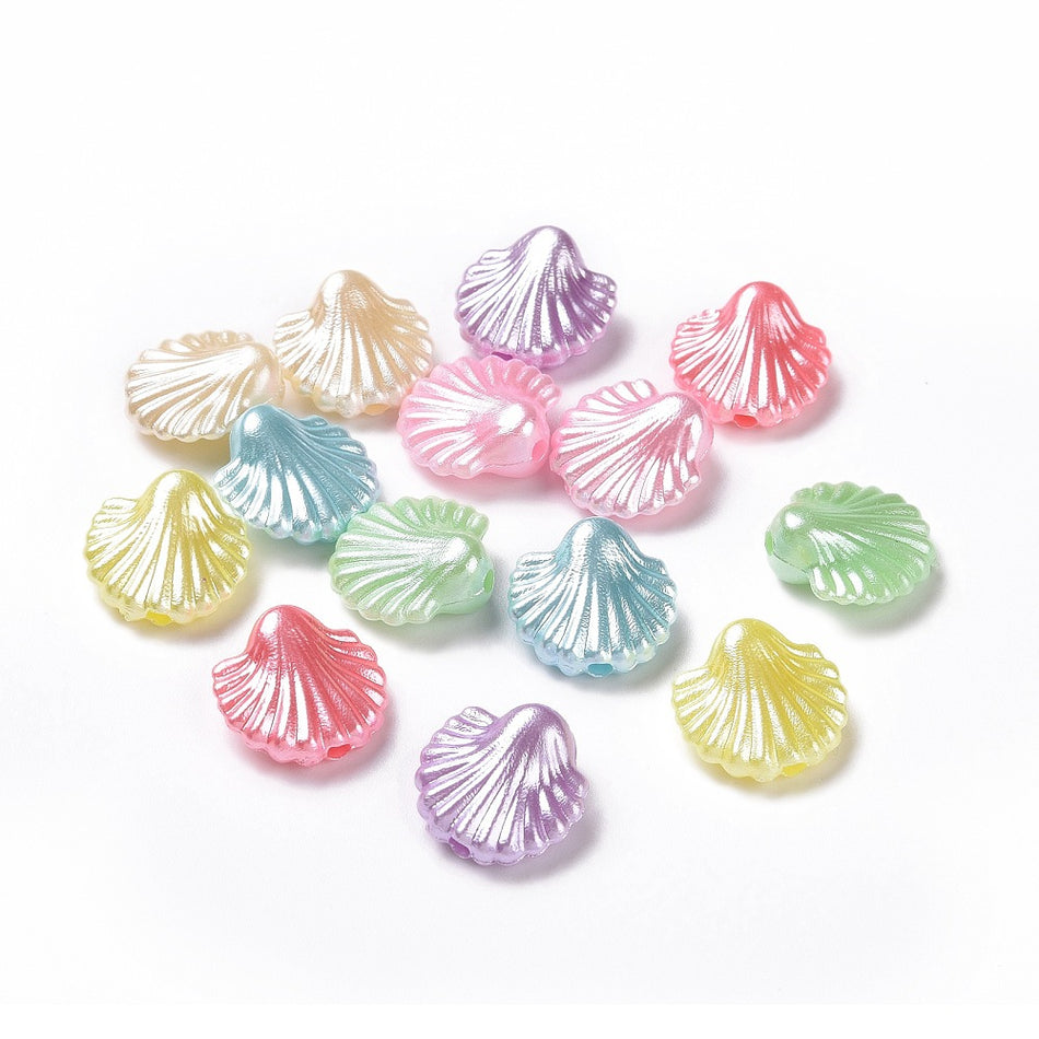 Acrylic Clam Shell Beads 14mm, 20pcs