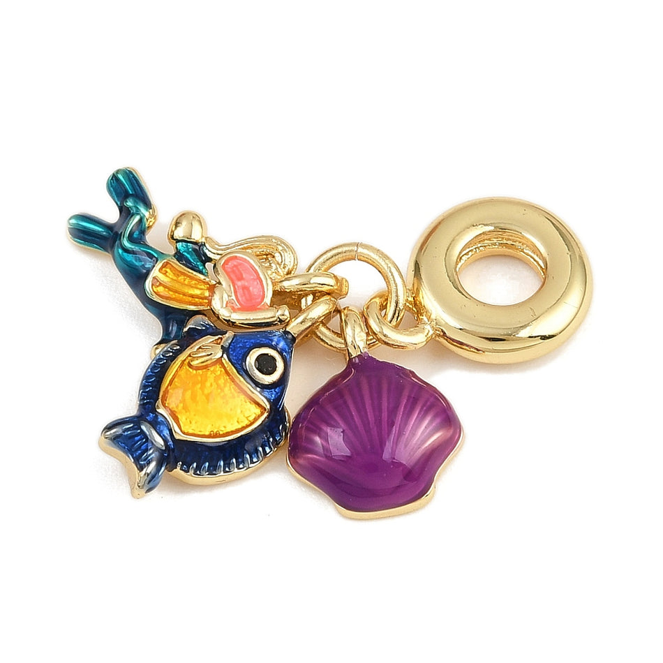 18k Gold-Plated Summer Themed Charms Pendant 30mm, 1pc
