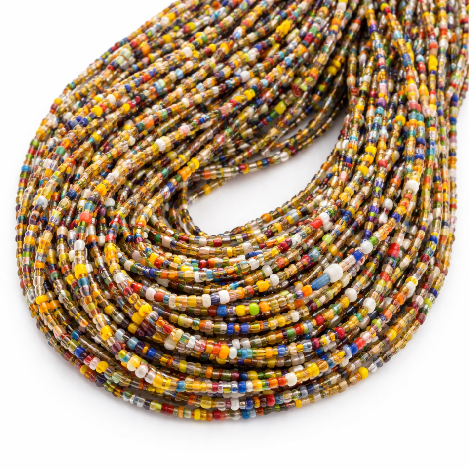 Multicolor African Seed Beads, X Long Strand, 4-6mm