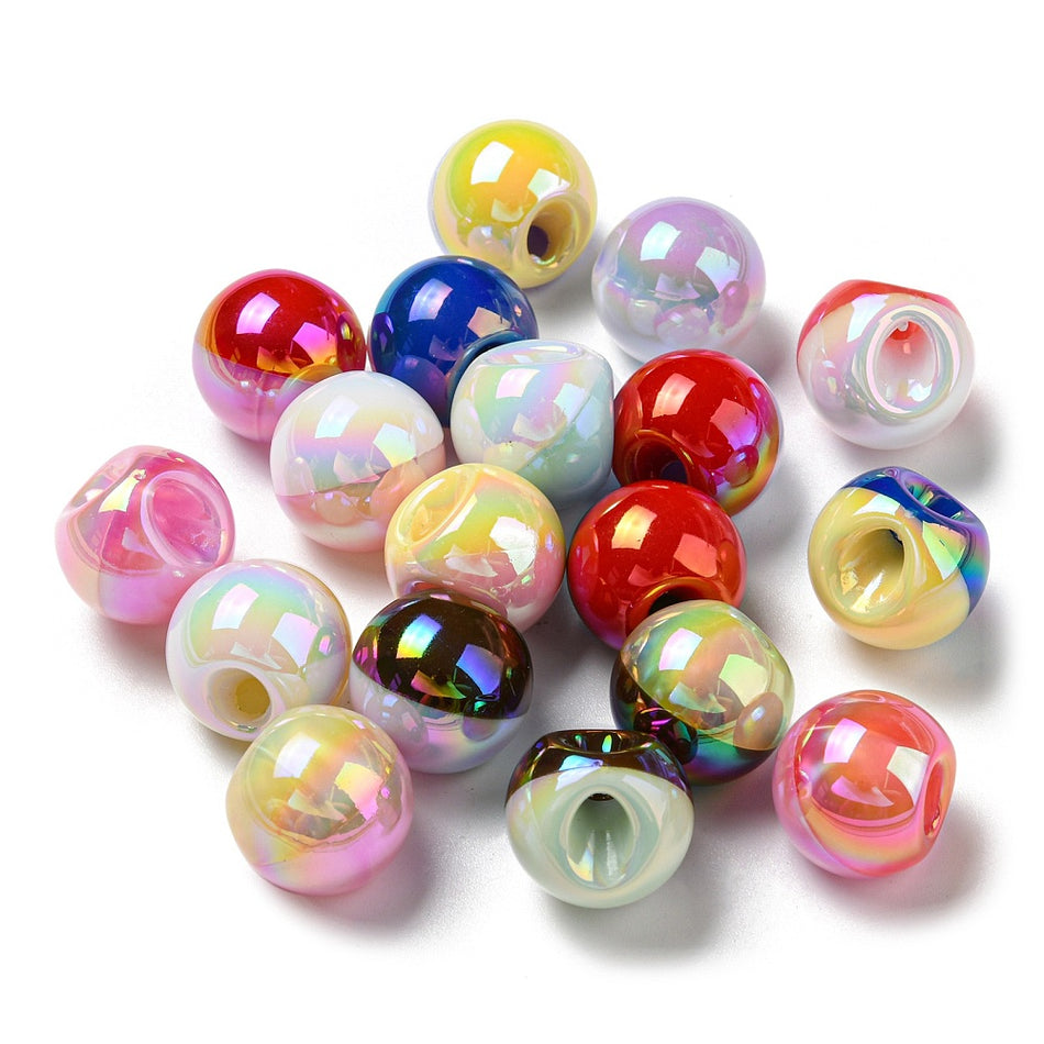 Mixed Color Too Drilled Acrylic Beads 16mm, 7pcs
