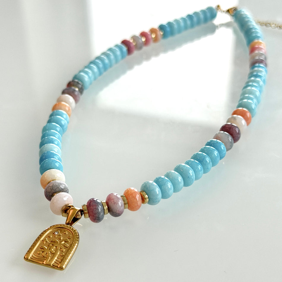 Minimalist Rondelle Necklace featuring a Stainless Steel Pendant, 19inch