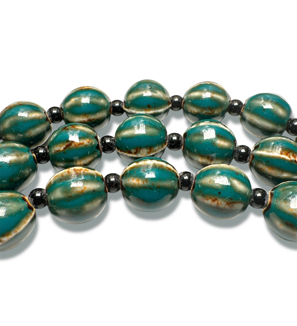 Teal Round Ceramic Strand, 16mm