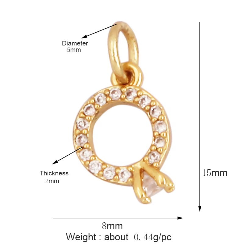 18k Gold Ring Pendant with Zirconia 15mm, 1pc