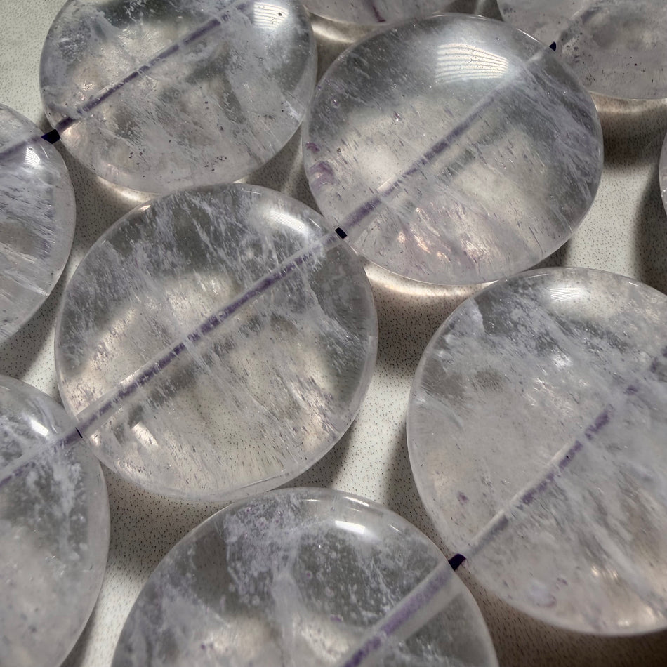 Amethyst Circular Coin Bead 30mm Strand