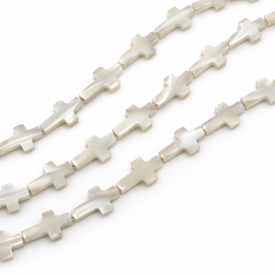 Mother of Pearl Cross Bead 12mm Strand