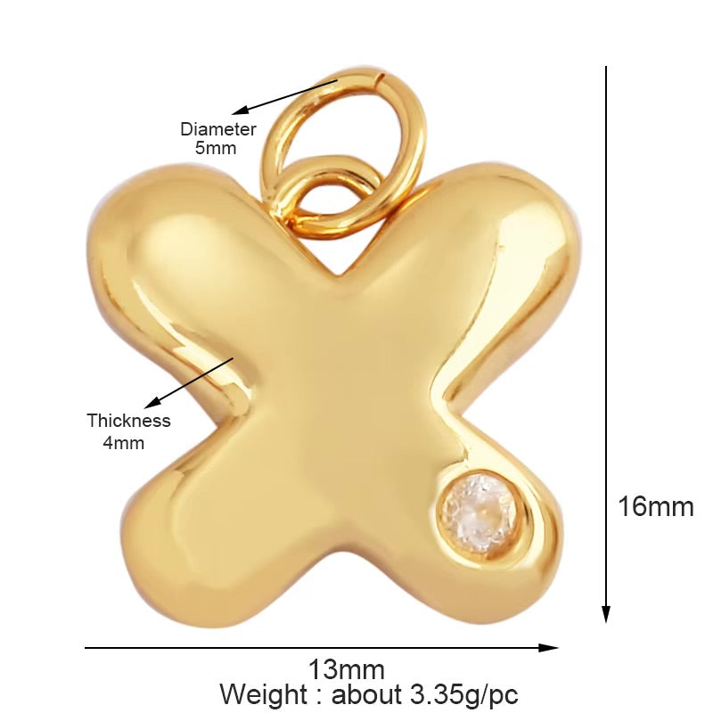 18k Gold Pendant with Zirconia 16mm, 1pc