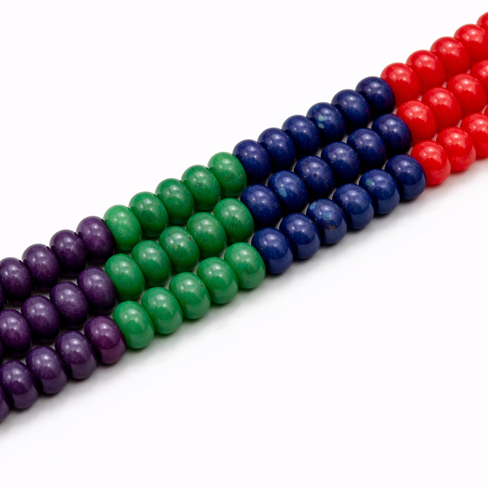 Multicolor Rondelle Jade Bead 10mm Strand
