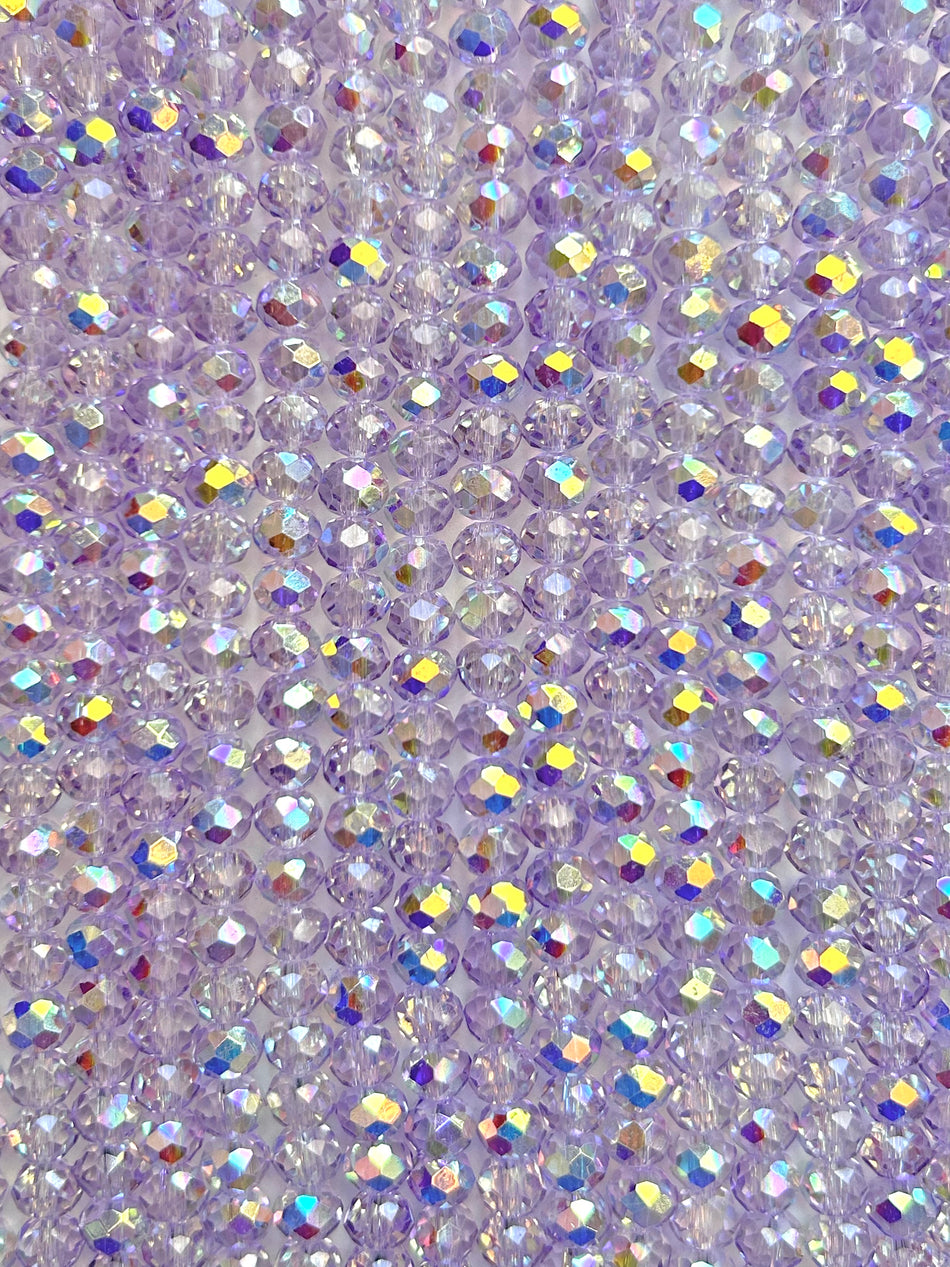 Bright Faceted Rondelle Crystal Bead Strand, 8mm