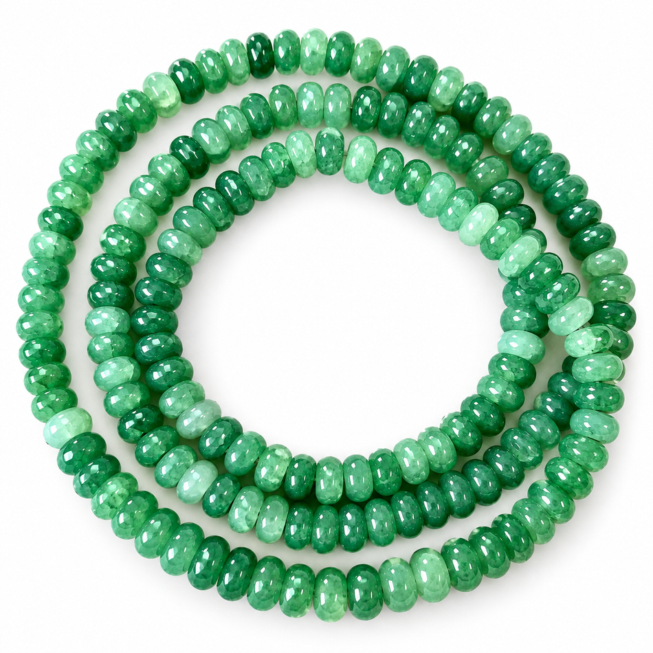 Glass Beads Strands, Rondelle, Bead Size 8.5mm, 31 inches Long Strand.
