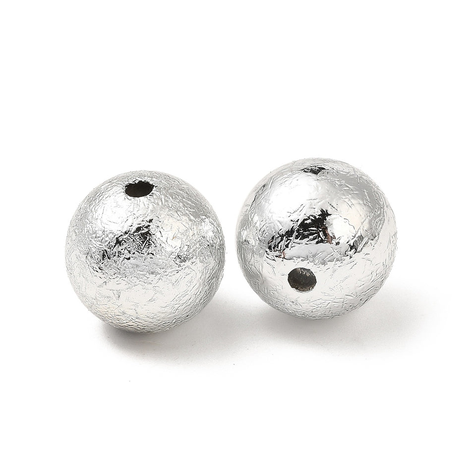 Round Silver Plastic Beads 14mm, 10pcs