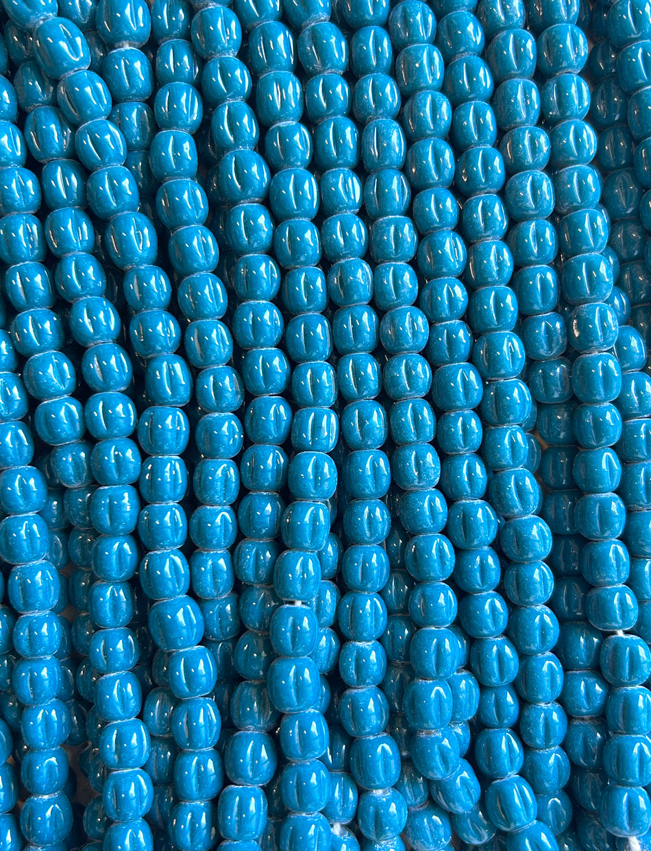 Pumpkin-Shaped Lampwork Bead Strand, 10mm
