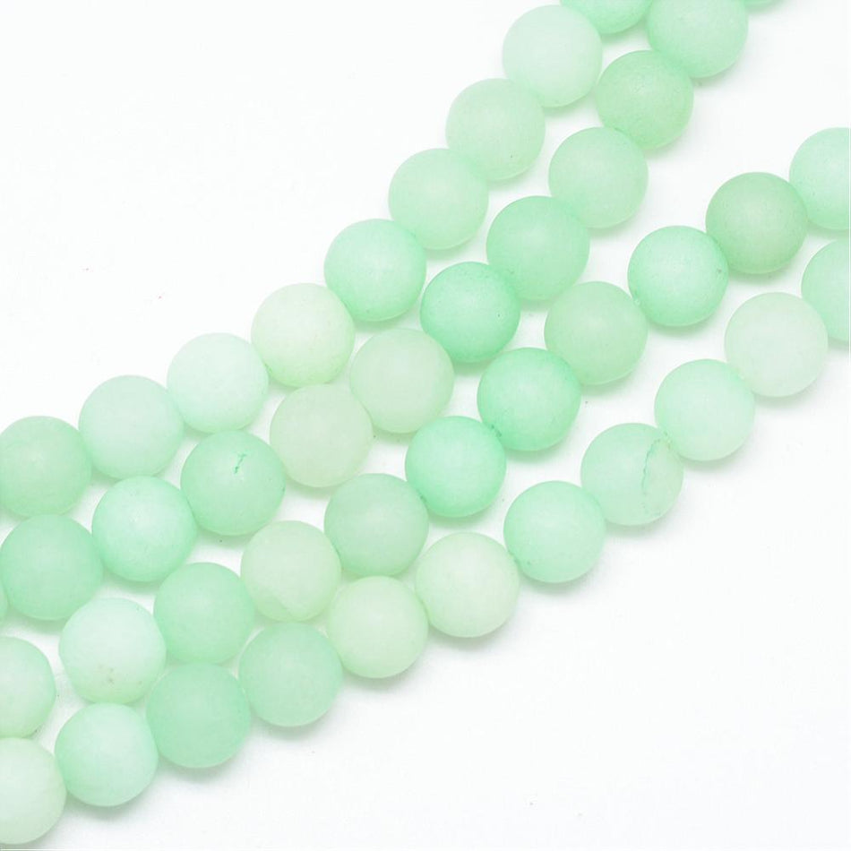 Frosted Round Jade Bead Strand, 10mm