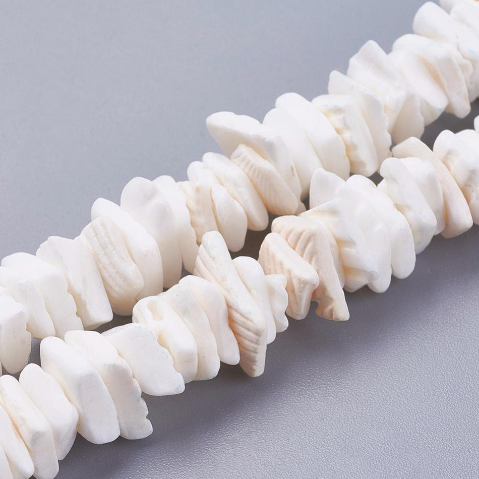 White Heishi Shell Bead Strand, 10mm