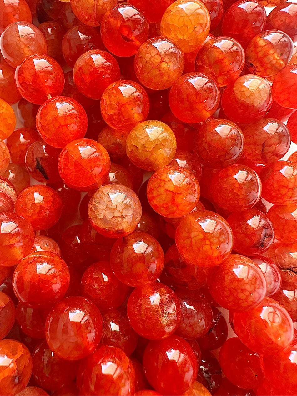 Round Orange Agate Bead Strand, 10mm