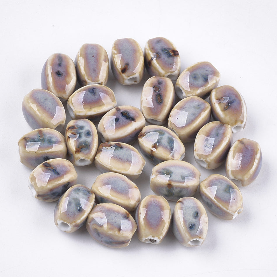 Oval Ceramic Beads 12mm, 10pcs