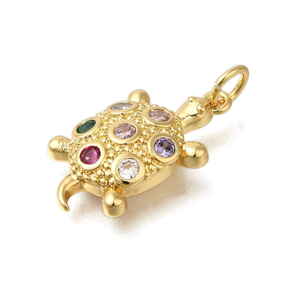 18k Gold-Plated Tortoise with Zirconia Pendant 22mm, 1pc