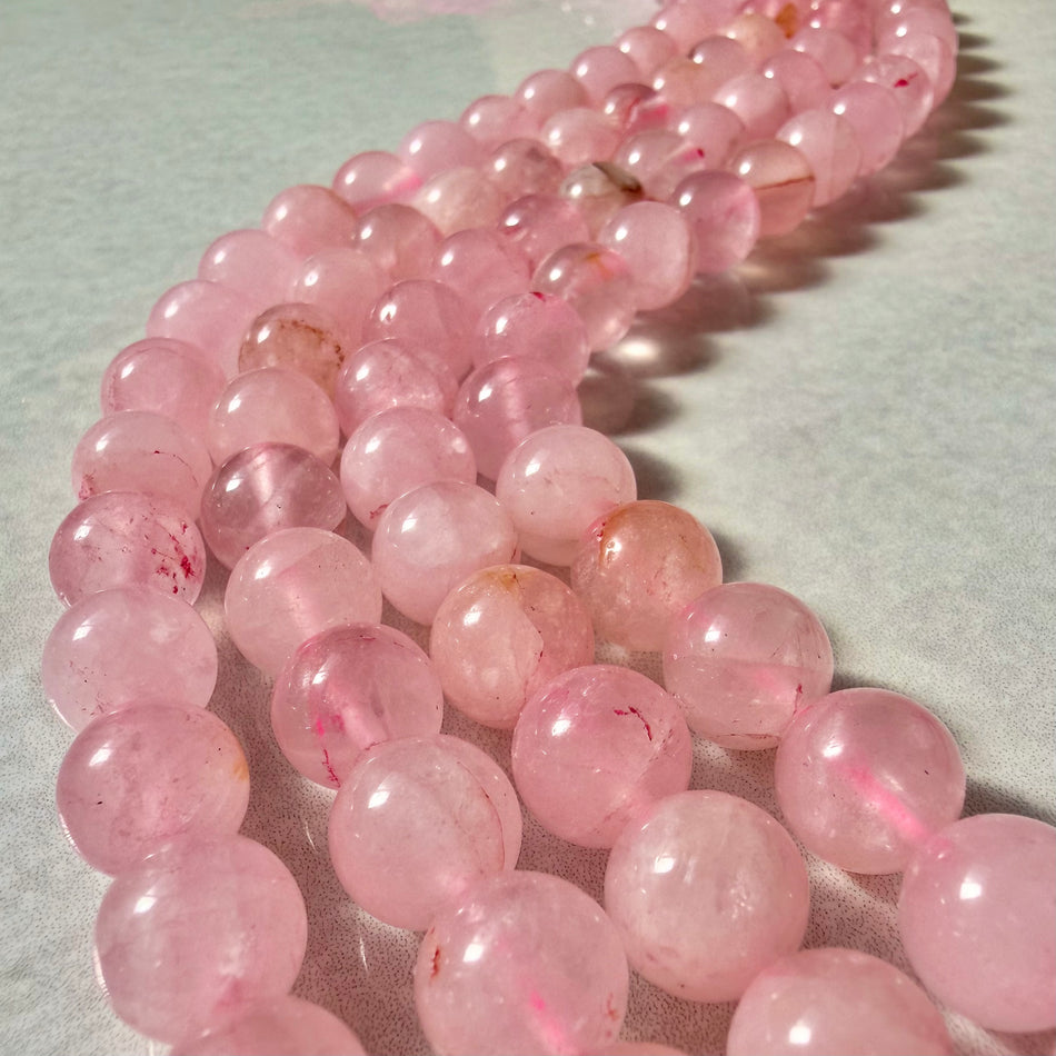 Round Rose Quartz Bead Strand