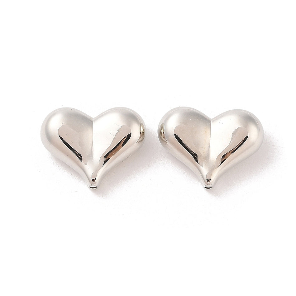 Silver Heart Acrylic Beads, 20pcs