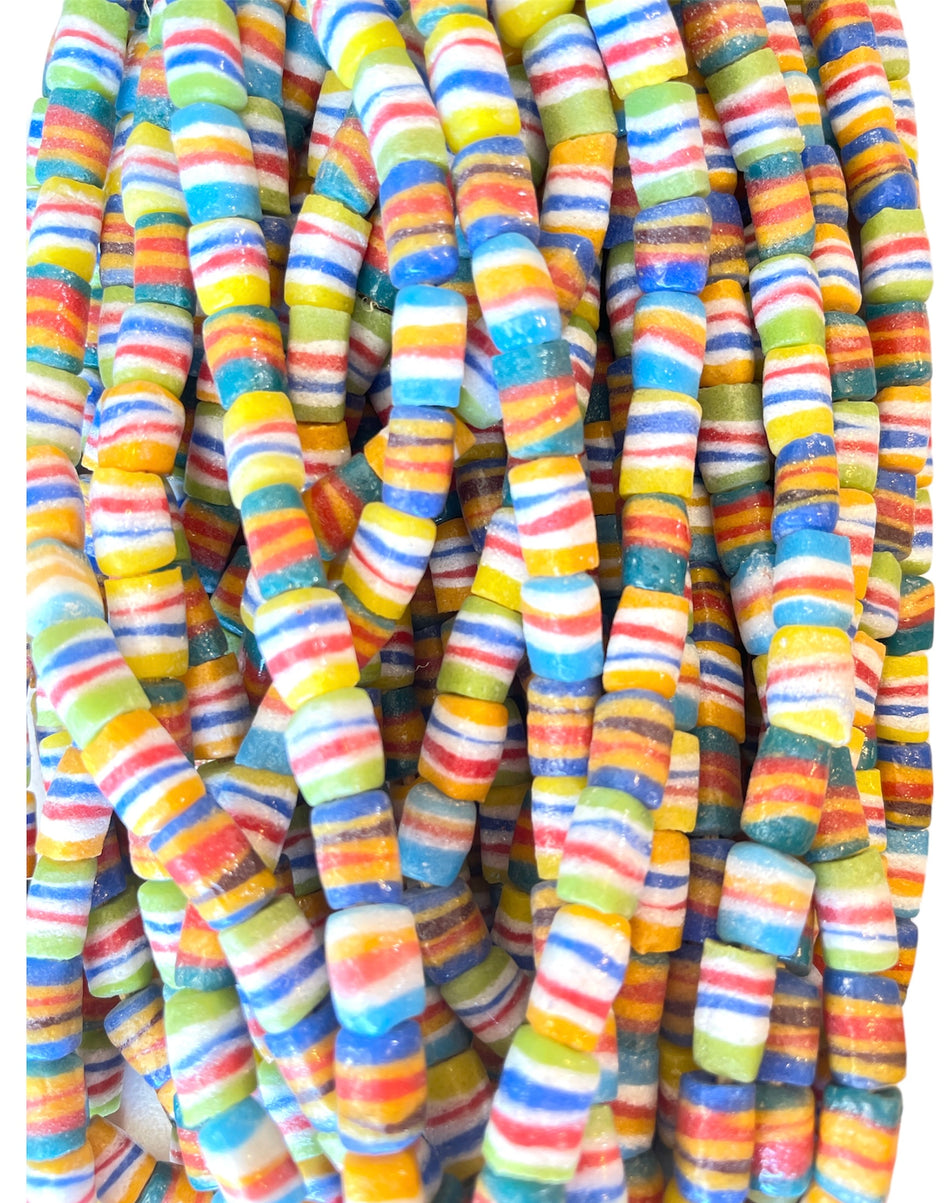 Candy Color Tube African Bead Strand, 10x18mm