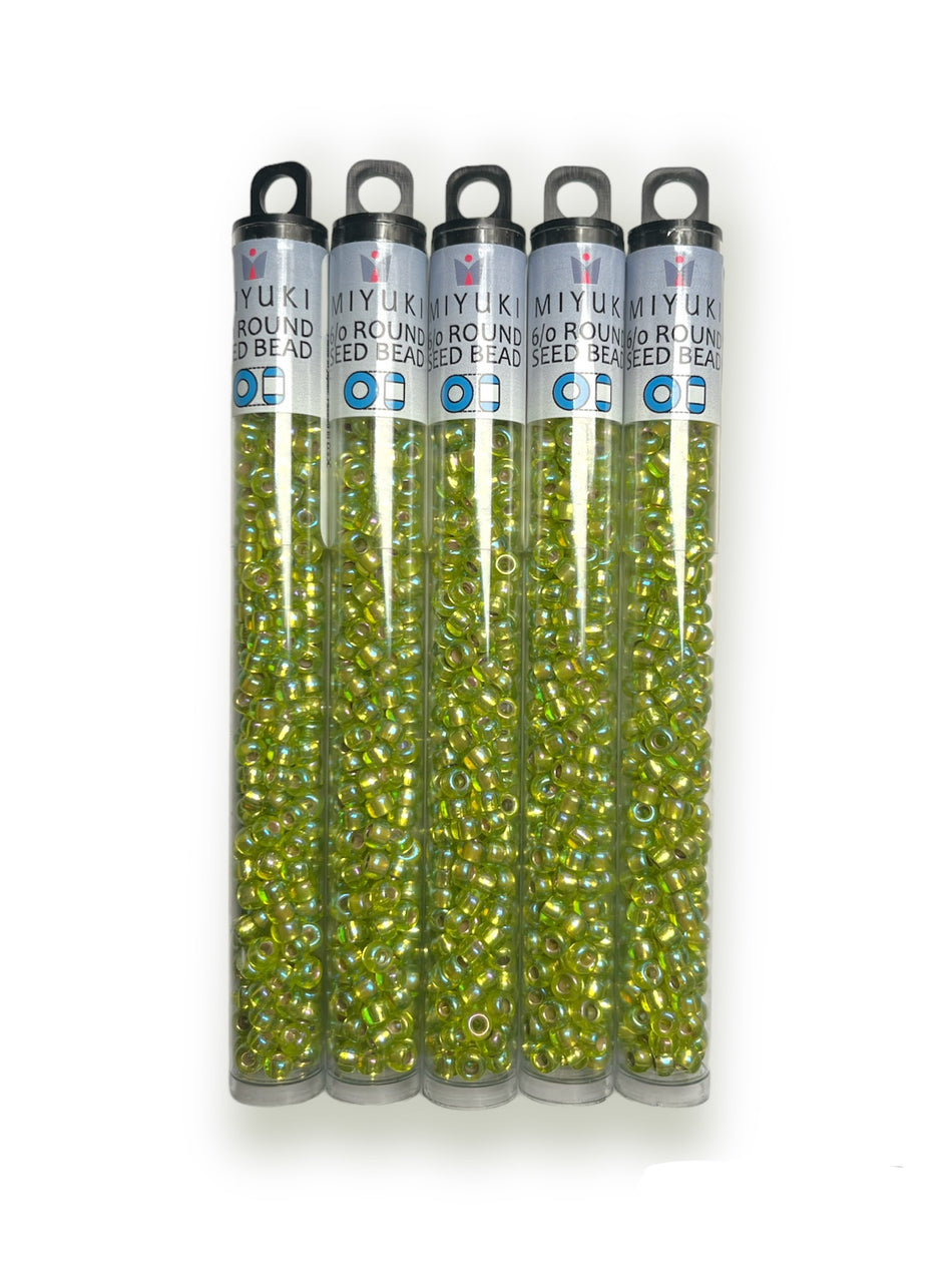 Green Tornasol Miyuki Seed Beads, 1 Tube