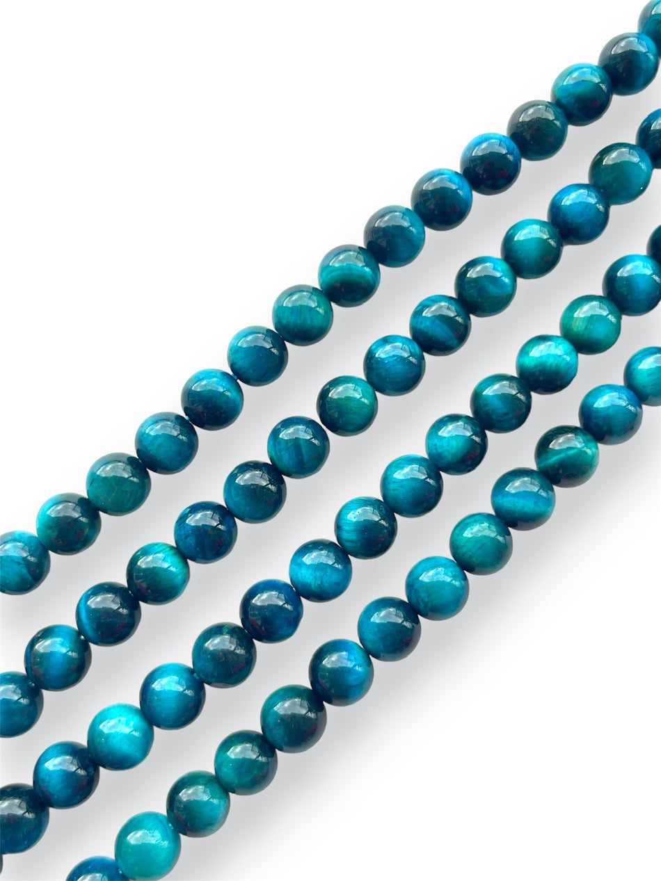 Turquoise Tiger Eye Round Strand, 8mm