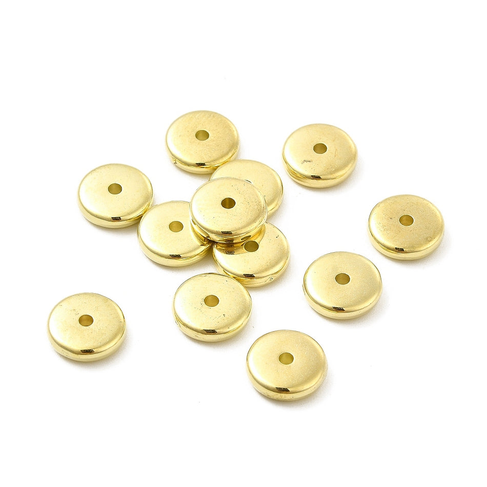 Acrylic Gold Rondelle 10mm, 25pcs