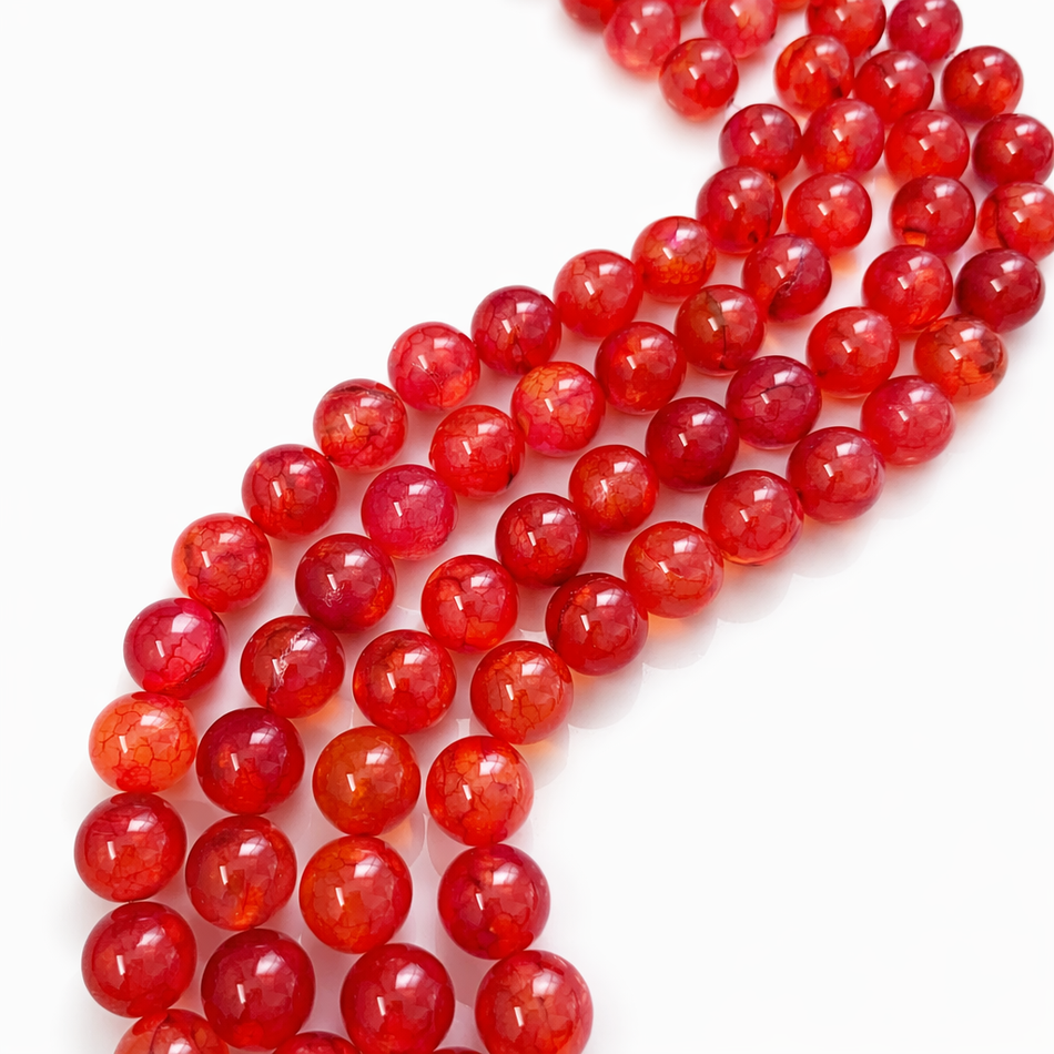 Round Red Agate Bead 12mm Strand