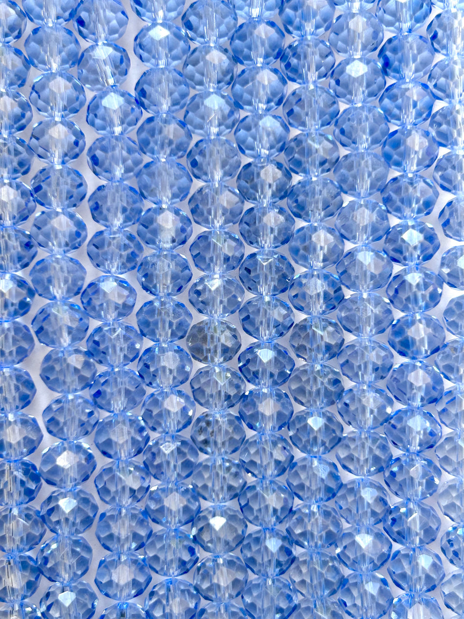 Translucent Faceted Crystal Rondelle Bead Strand, 8mm
