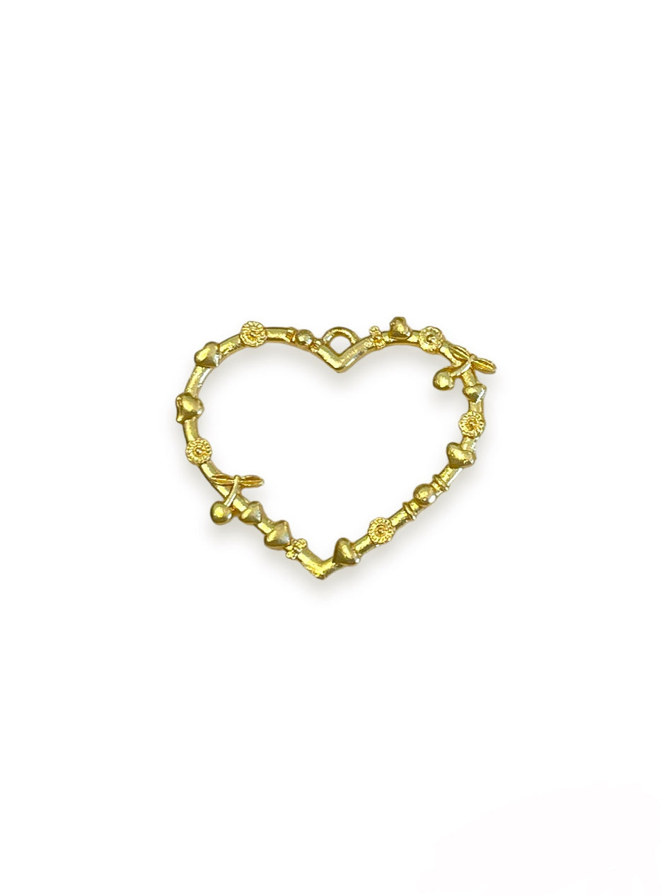 Gold Filled Heart Frame Pendant 32mm, 1pc