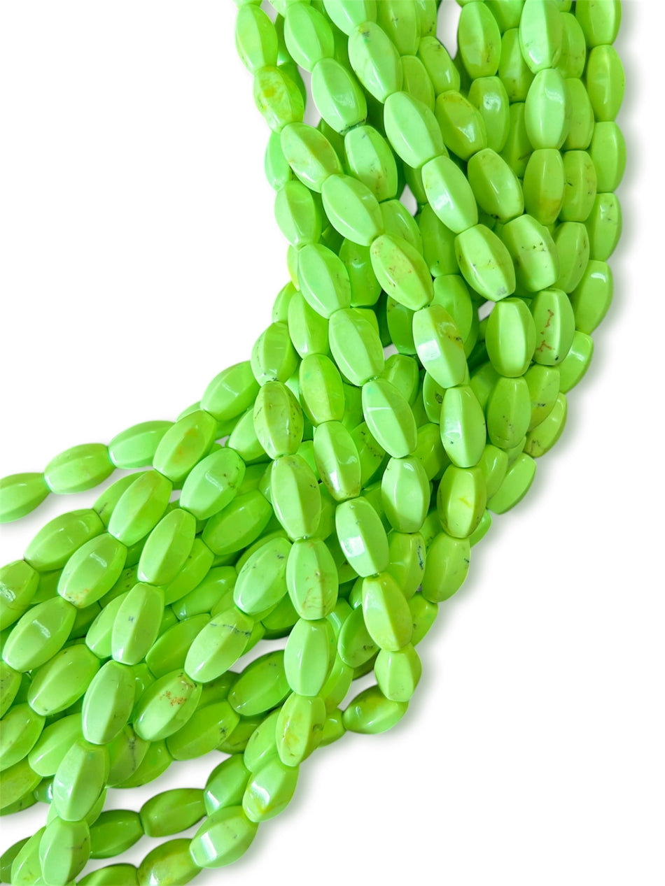 Neon Green Cylinder Turquoise Bead Strand, 15mm