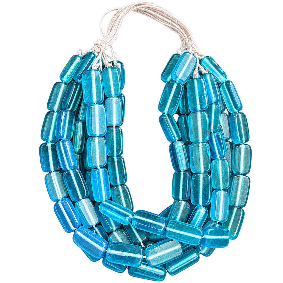 Lampwork Rectangular Beads Strand, Bead Size 28mm Long