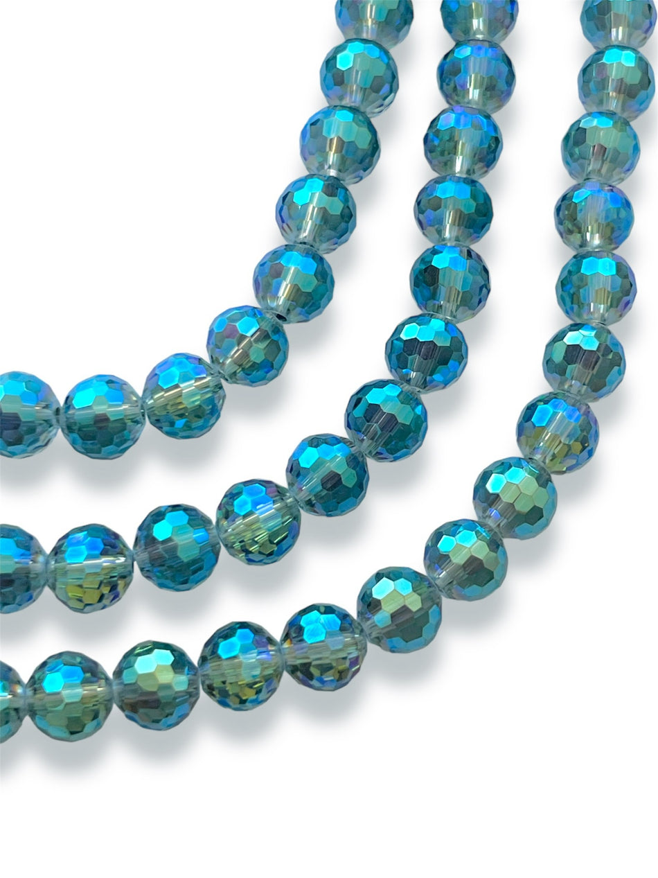 Tornasol Faceted Round Crystal Strand, 8mm