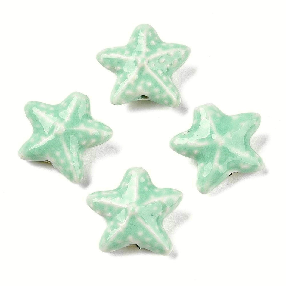 Ceramic Starfish Bead 19mm, 4pcs
